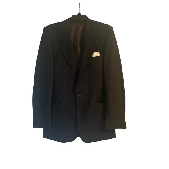 GUC Man in Wool Europa Collection Men's Black Stripe Suit Jacket 100% Wool Sz 40 - Picture 1 of 6